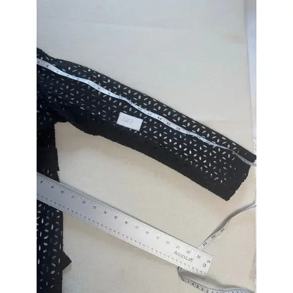 Skirtin Around 8 Black and White Floral Eyelet Ruffle Edged Jacket w Buttons - Picture 8 of 8